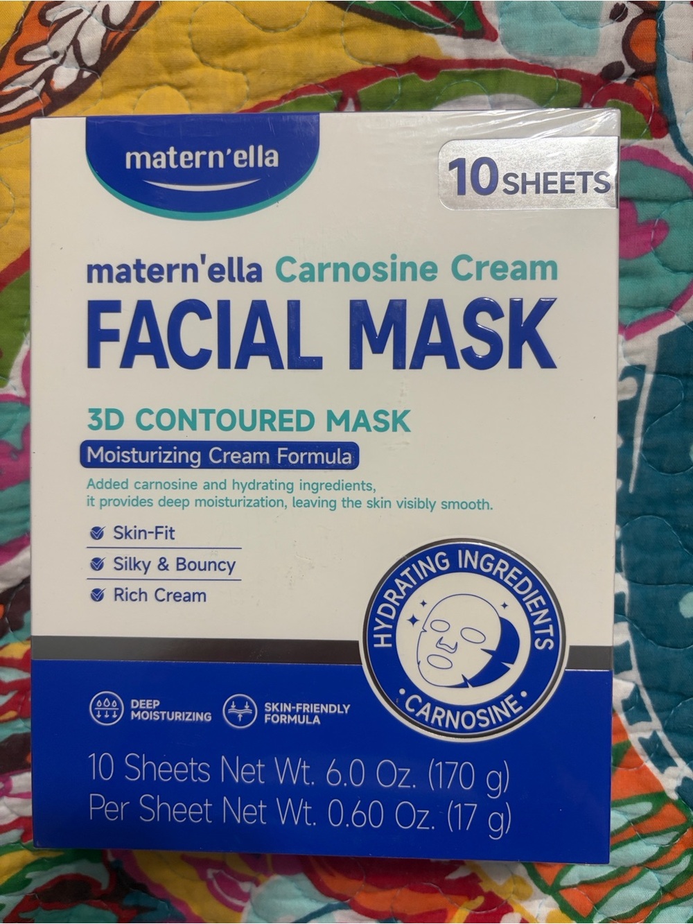 Carnosine Cream Facial Mask - Moisturizing 3D Contoured Mask (White)